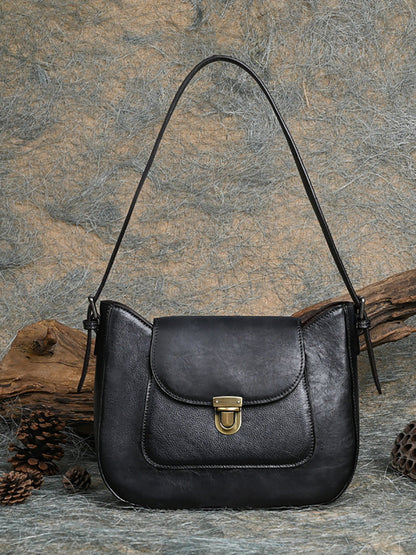 Sac à bandoulière vintage en cuir véritable pour femme AH1087