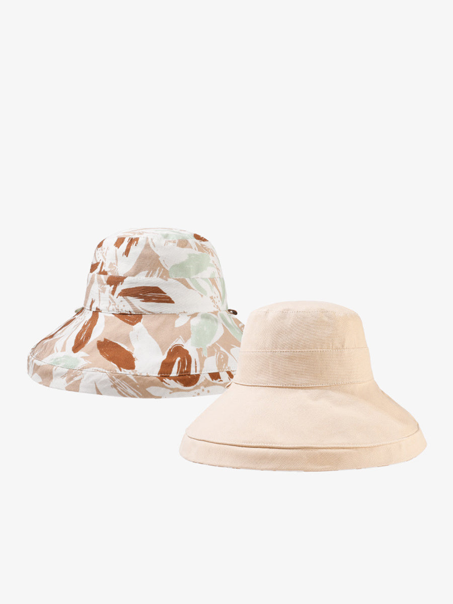 Hat Summer Sunproof Dual-side Flower Women Wearing
