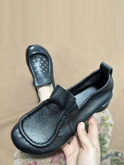 Chaussures d'été à talons bas en cuir véritable souple pour femmes CX013