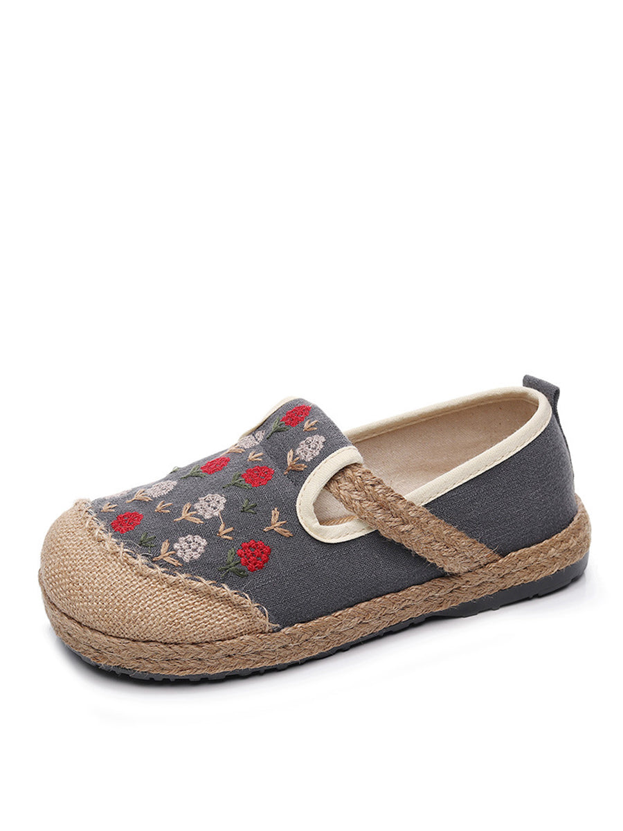 Women Summer Artsy Embroidery Linen Cotton Shoes ZZ1005