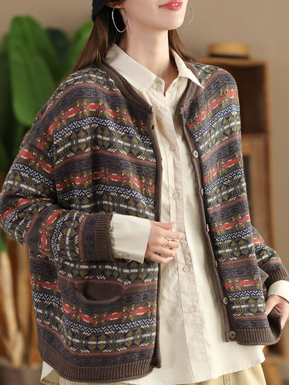 Damen Herbst Baumwolle Strick Cardigan Pullover AT1022 