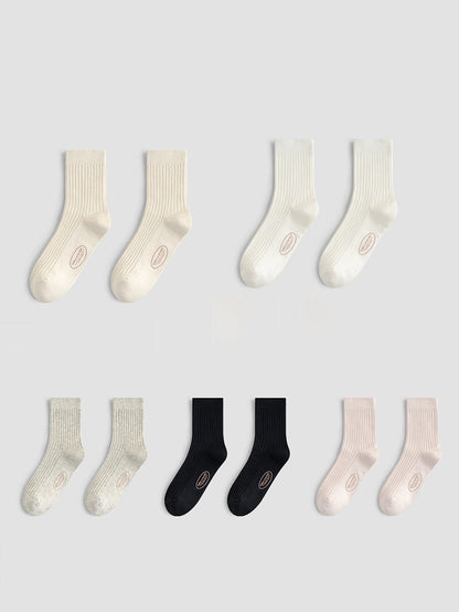 Lot de 5 paires de chaussettes décontractées en coton doux pour femmes BA1079