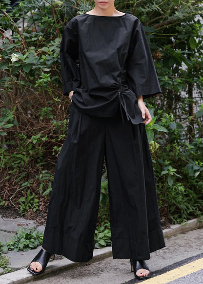 Pantalon kaki élastique à taille large et biologique 