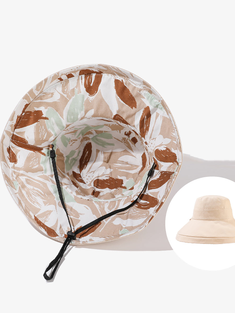 Hat Summer Sunproof Dual-side Flower Women Wearing
