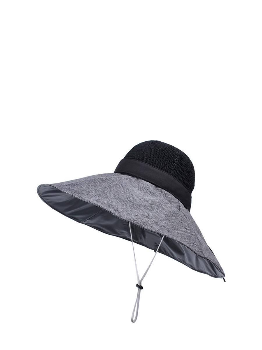 Women Summer Colorblock Large Brim Sunproof Hat WE1002