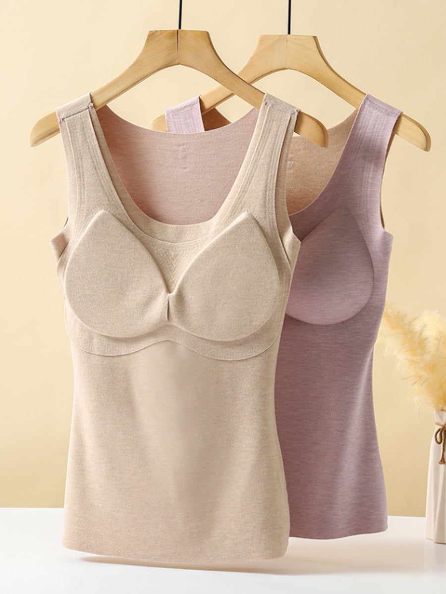 Women Winter Seamless U-Neck Warm With Bra Pad Base WU021