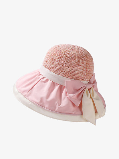 Chapeau d'été à large bord et nœud papillon pour femme WE1003 