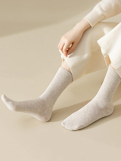 Lot de 7 paires de chaussettes d'hiver décontractées en coton uni pour femmes WU002