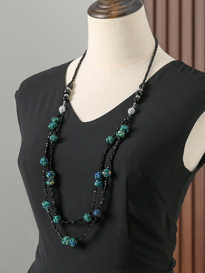 Collier pull tissé en perles à nœuds Ruyi pour femmes QN005 