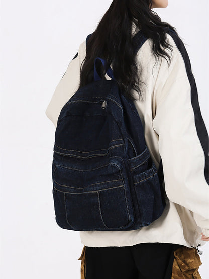 Sac à bandoulière vintage en denim épissé de grande capacité CV1024