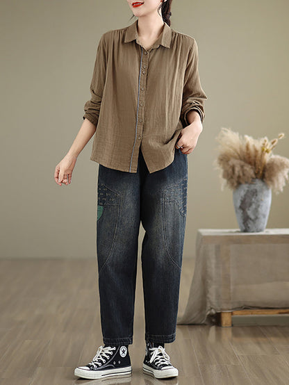 Pantalon sarouel ample en denim pour femme, coupe décontractée, épissé, automne, AT1064