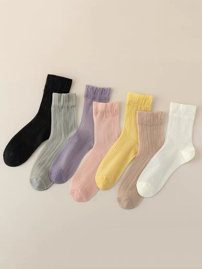 Lot de 7 paires de chaussettes fines unies pour femme II1016