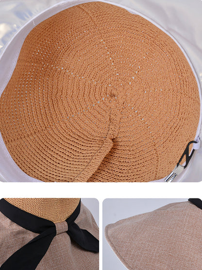 Chapeau d'été à large bord pour femme, résistant au soleil, colorblock, WE1002 