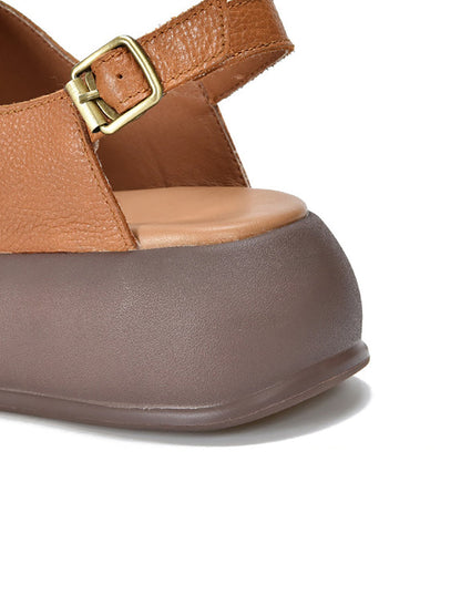 Sandale d'été à plateforme en cuir colorblock pour femme TY1048