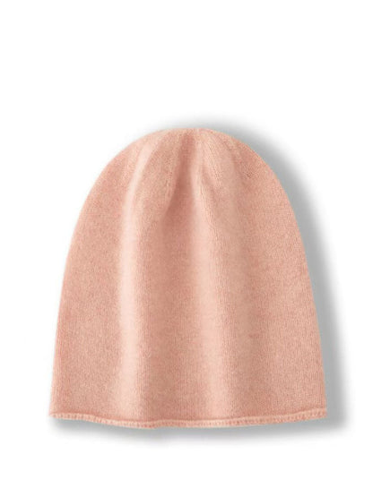 Bonnet tricoté 100 % cachemire à ourlet uni décontracté pour femme BA1068