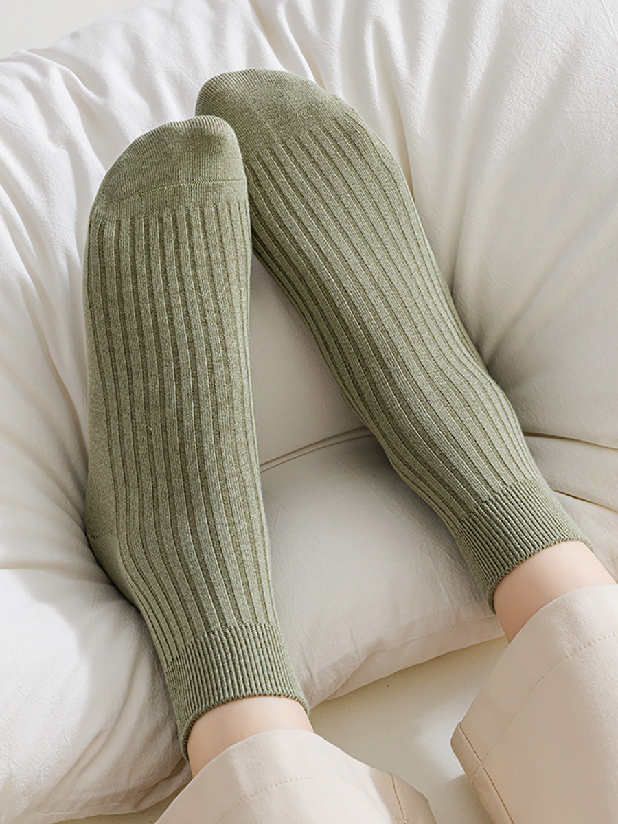 5 Pairs Women Winter Solid 100%Cotton Socks BA1031