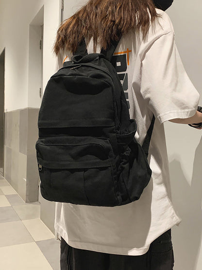 Lässiger Rucksack aus massivem Canvas für Damen mit großem Fassungsvermögen AT1030