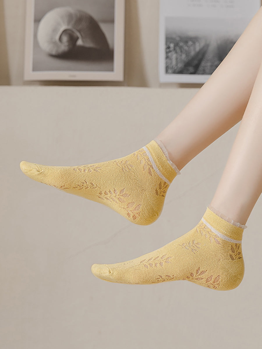 5 Paar dünne Damensocken mit Cut-outs für den Sommer II1032