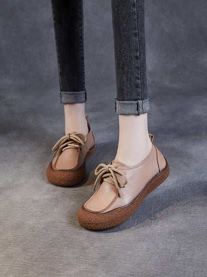 Women Casual Autumn Soft Leather Strap Flat Shoes AI1026