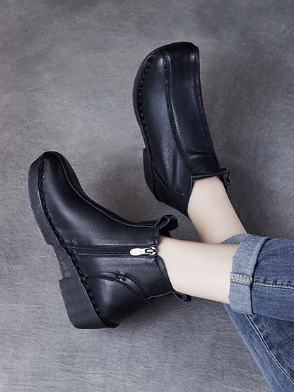 Bottes mi-talons en cuir véritable pour femme, automne AH1050