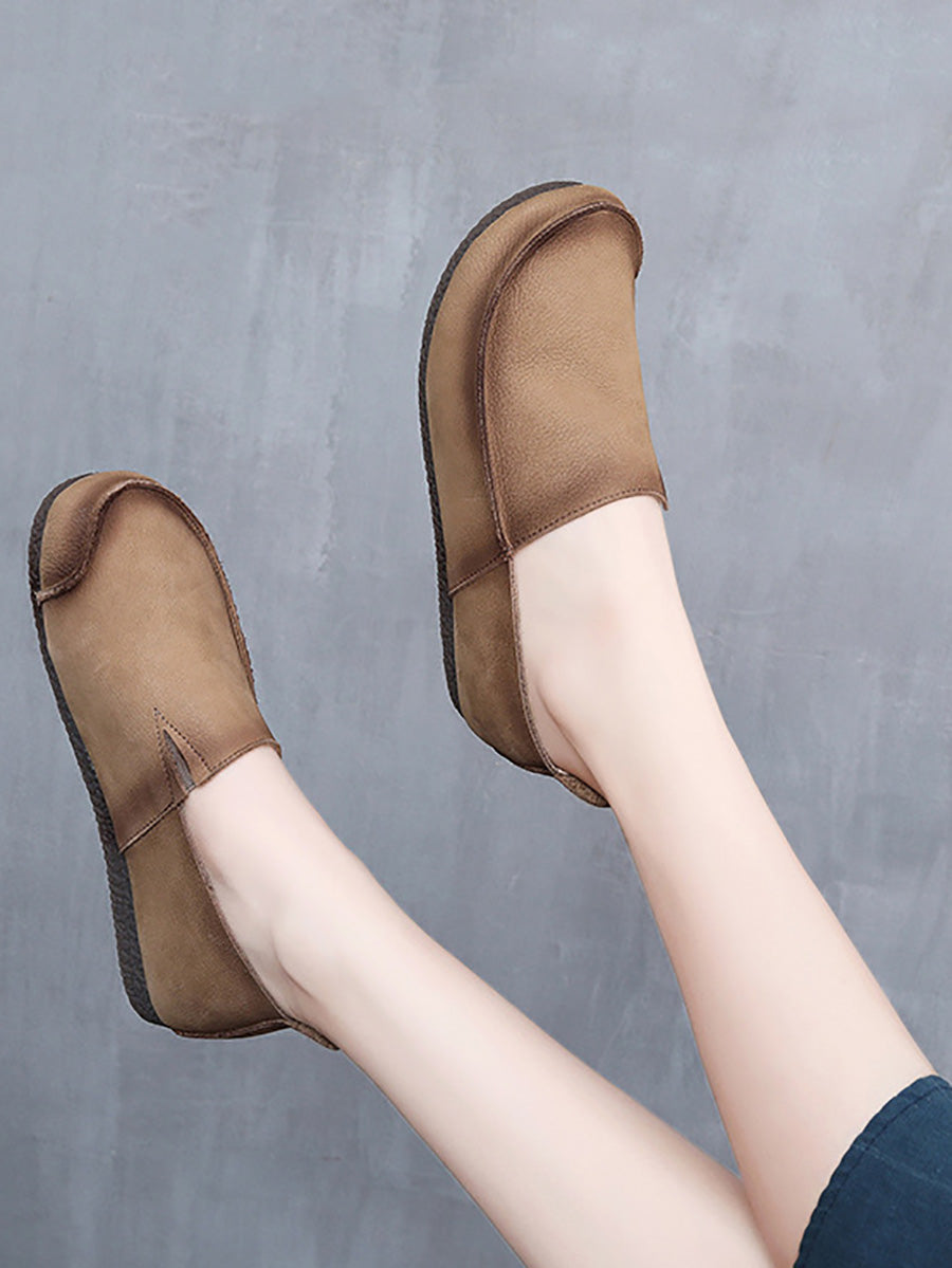 Leder Retro Solide Sommer Falt Frauen Schuhe