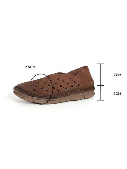 Sandales plates découpées en cuir vintage pour femmes SC1026