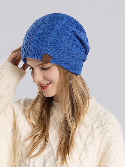 Bonnet d'hiver décontracté en tricot doublé polaire pour femme AH1066