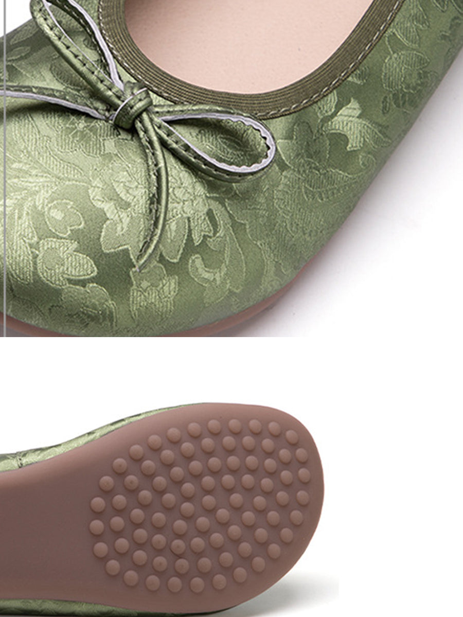 Women Vintage Summer Leather Flower Knurling Flat Shoes TY1029