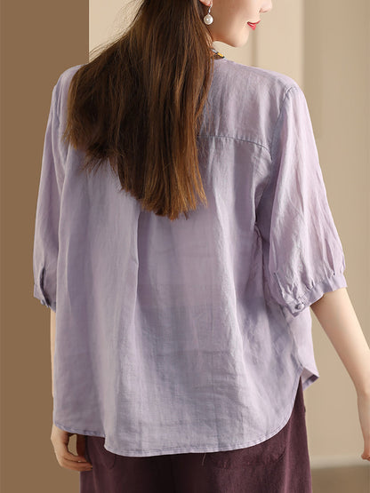 Chemise d'été en ramie brodée ethnique pour femme ZZ1053