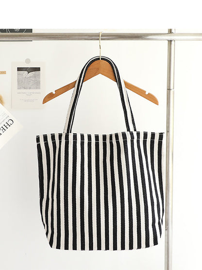 Casual Women Stripe Shoulder Canvas Bag