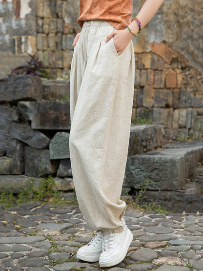 Pantalon d'été droit en ramie pure pour femme, couleur usée 