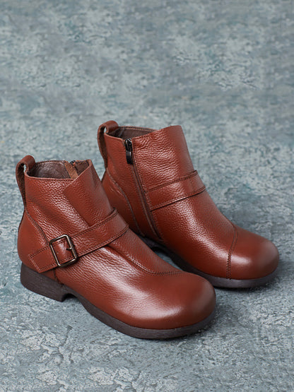 Bottines d'hiver décontractées en cuir souple pour femmes BA1044