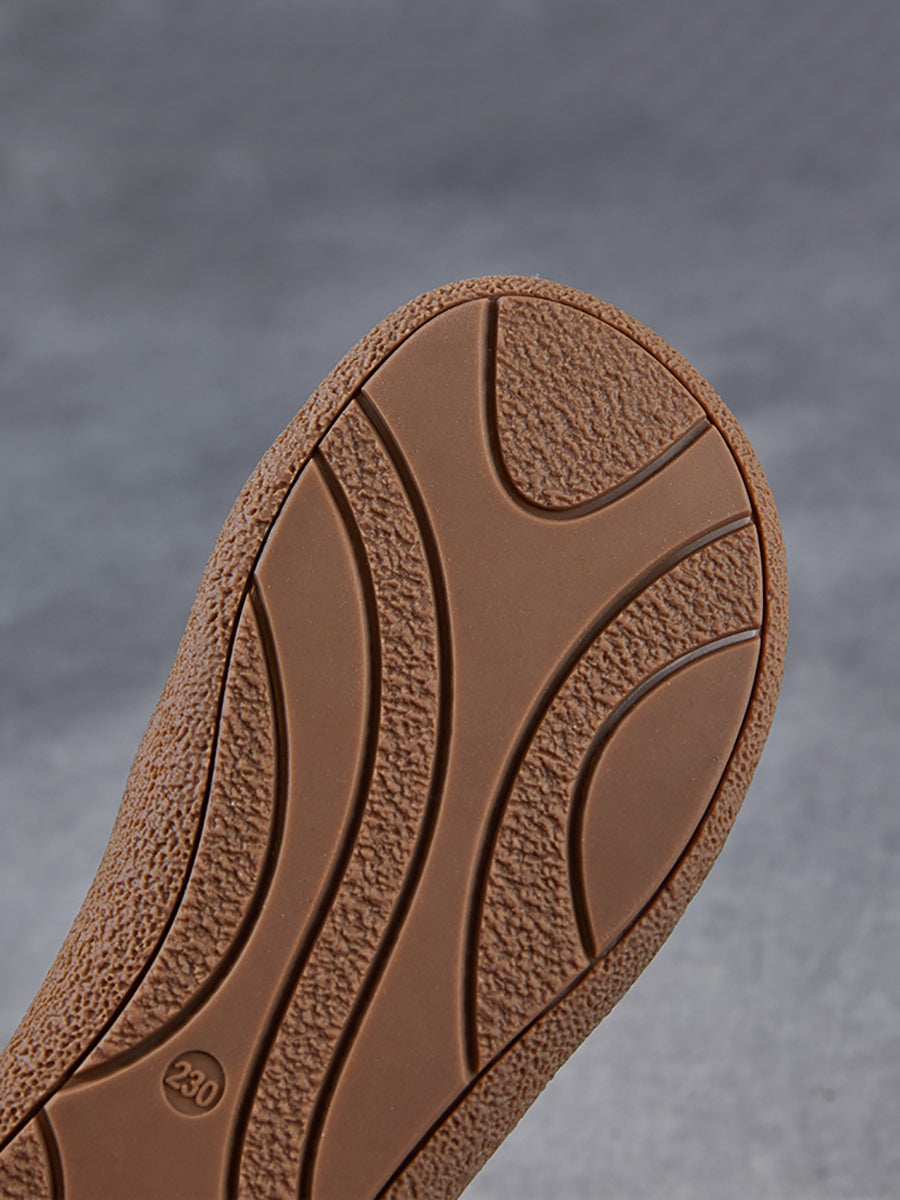 Chaussures plates d'été en cuir véritable pour femmes, colorblock