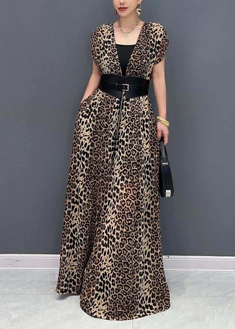 Organic Leopard Print Flattering Jumpsuits Summer AO1067