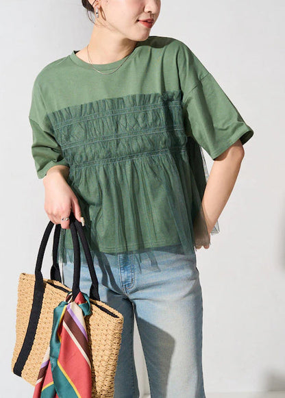 Feines Patchwork Grün Tüll Oversize Tanks Sommer 