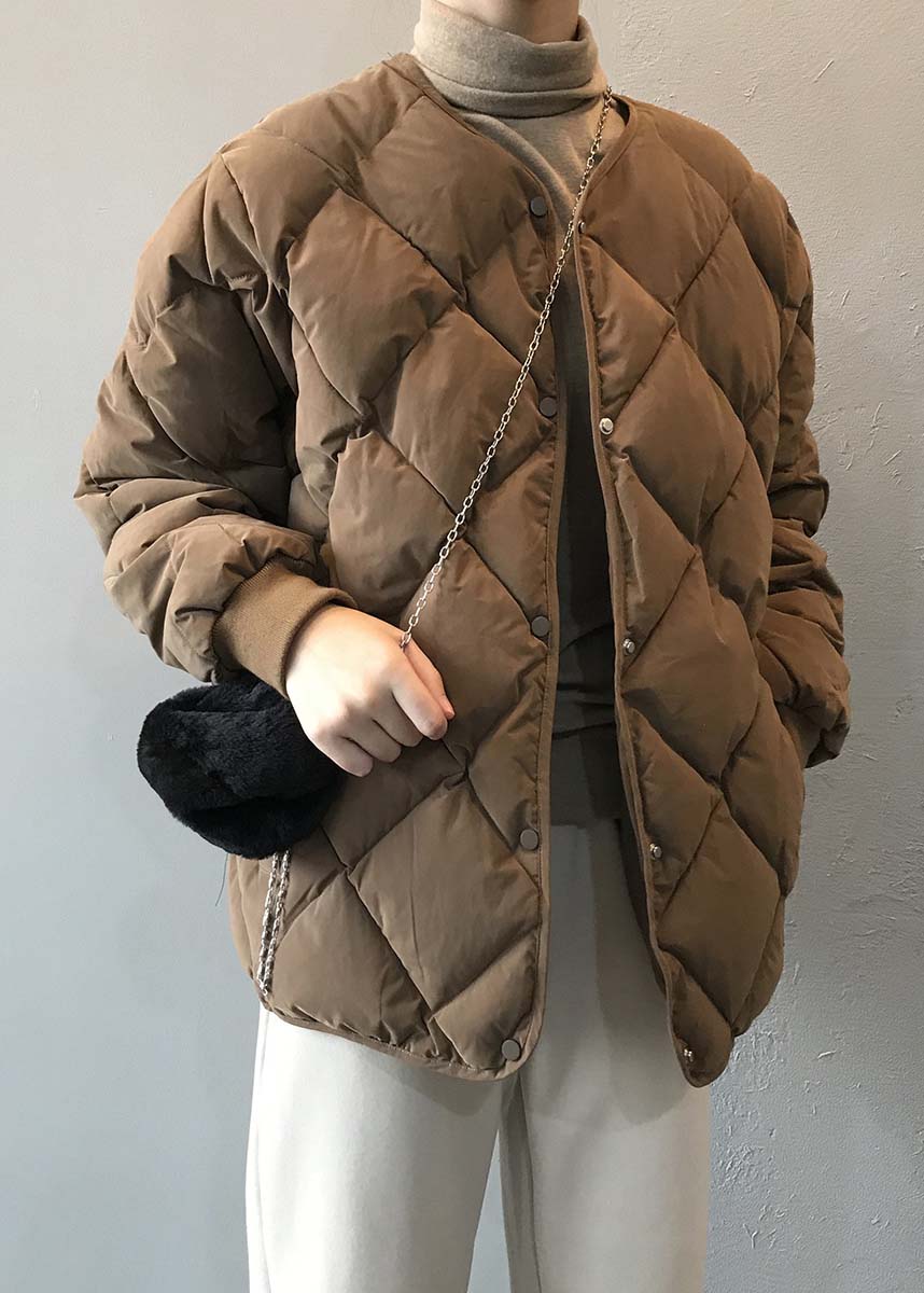 Stilvolle Khaki-Taschen Feine Baumwoll-Parka-Füllung Winterjacke AF1075 