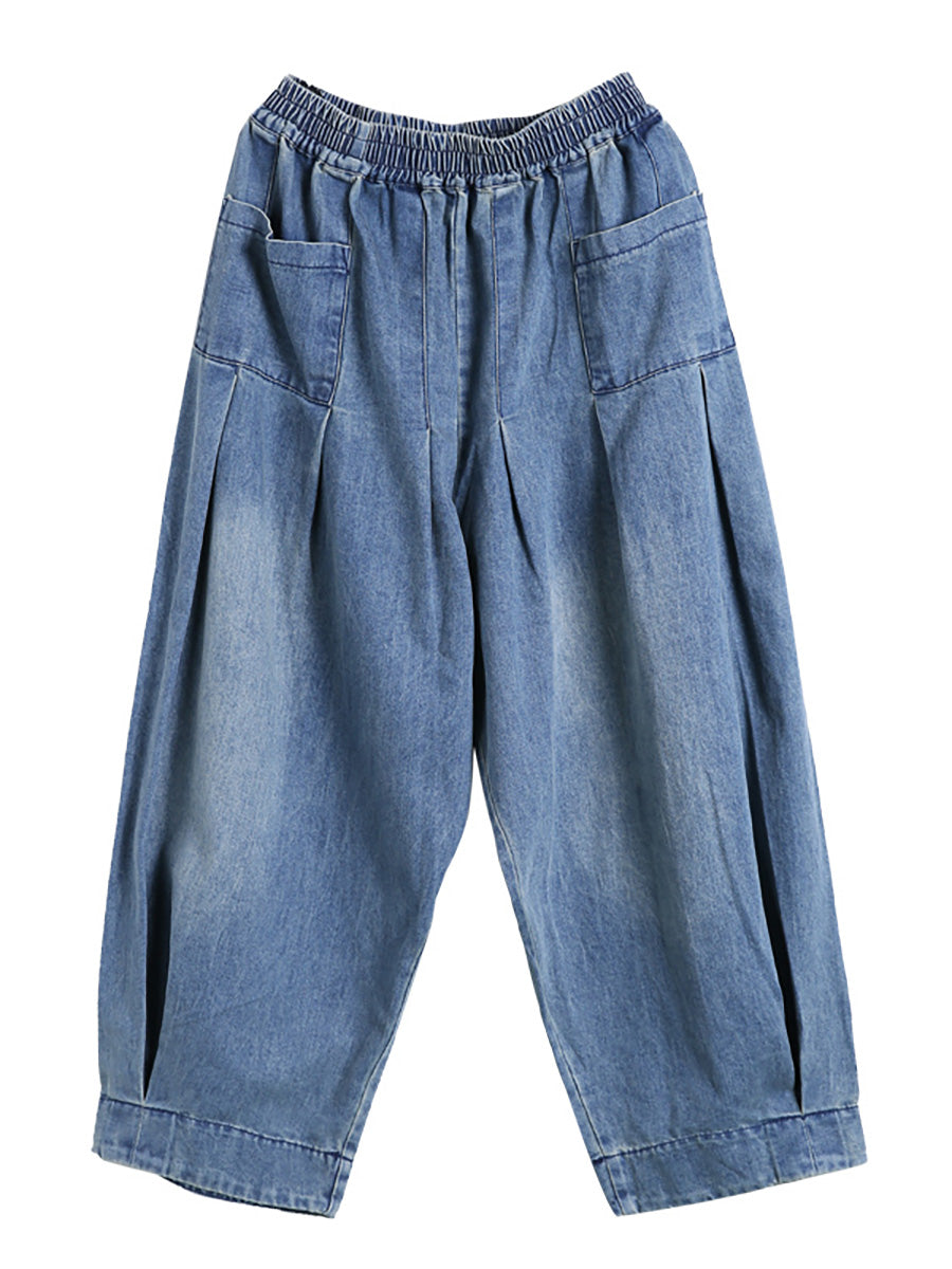 Übergröße - Einfache, lockere Jeans in reiner Farbe SC1062