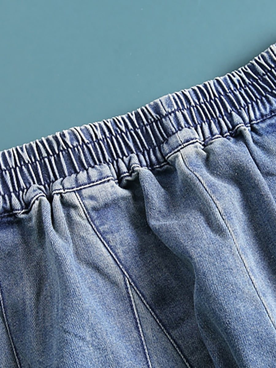 Übergröße - Einfache, lockere Jeans in reiner Farbe SC1062