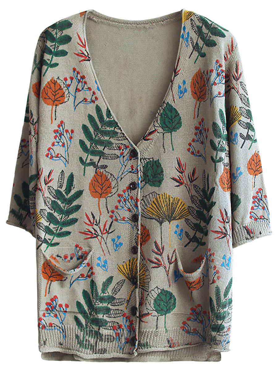 Bedrucktes Halbarm-Strickhemd für Damen in Übergröße FG1012