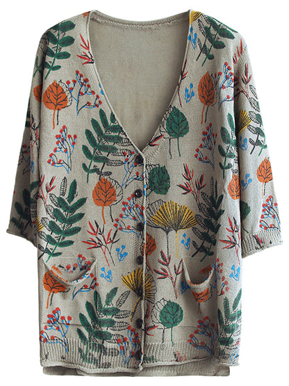 Bedrucktes Halbarm-Strickhemd für Damen in Übergröße FG1012