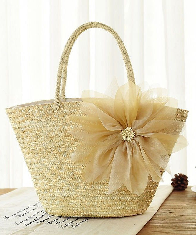 2024 Mode Lila Blume Gras Gewebte Handtasche HJ1009