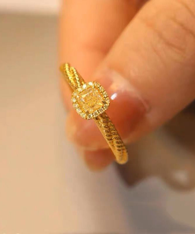 2024 New Gold Overgild Zircon Crystal Rings WF002