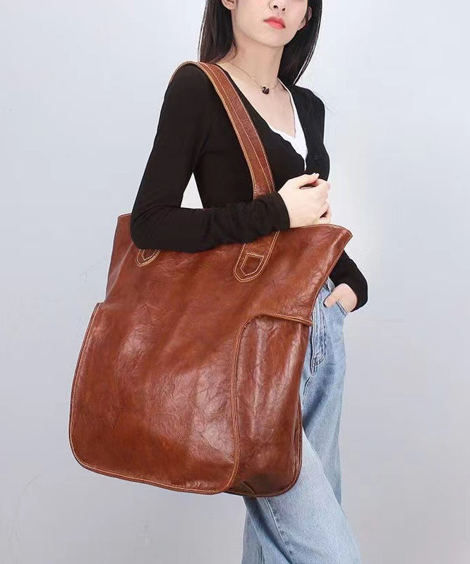 2024 New Large Capacity Brown Cowhide Satchel Bag Handbag MM074