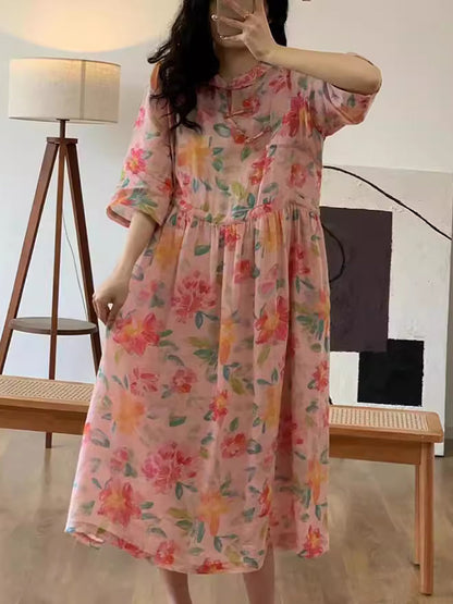 Robe ample d'été à imprimé floral pour femme CO1009