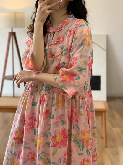 Robe ample d'été à imprimé floral pour femme CO1009