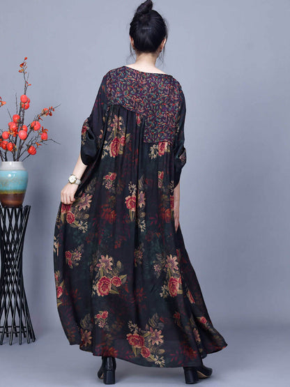 Robe ample vintage à imprimé floral pour femme, printemps CO1011