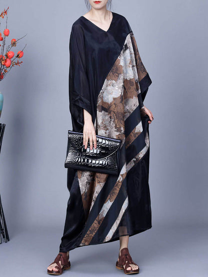 Damen Artsy Flower Unregelmäßig gespleißtes Sommer-Maxikleid CO1045