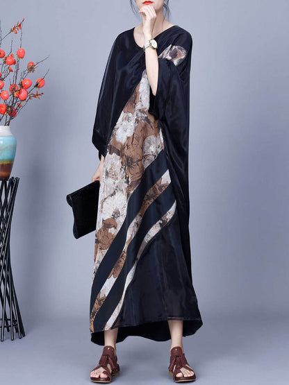 Damen Artsy Flower Unregelmäßig gespleißtes Sommer-Maxikleid CO1045