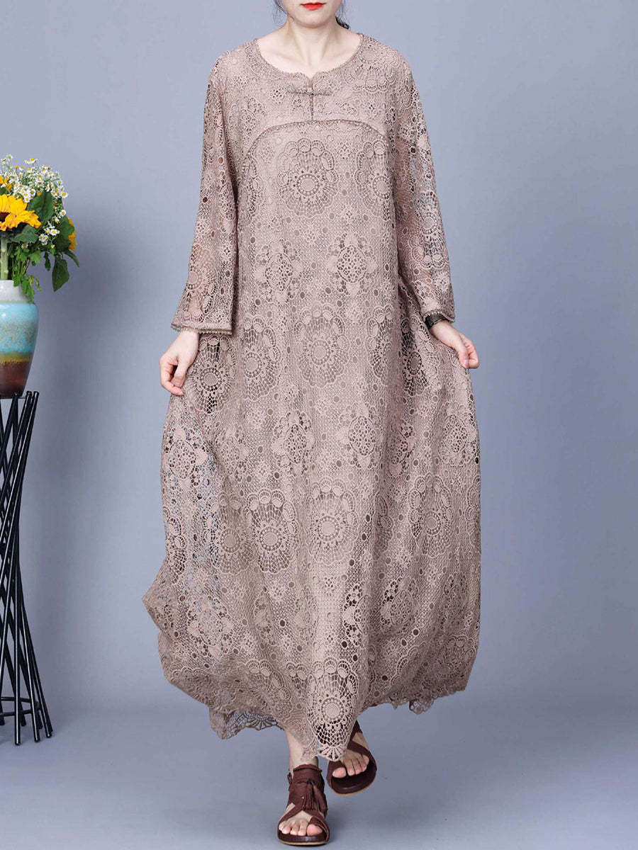 Women Summer Artsy Lace Spliced Maxi Dress KL1017