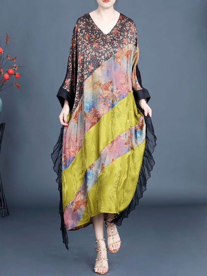 Robe d'été à col en V et imprimé floral pour femme SC1006